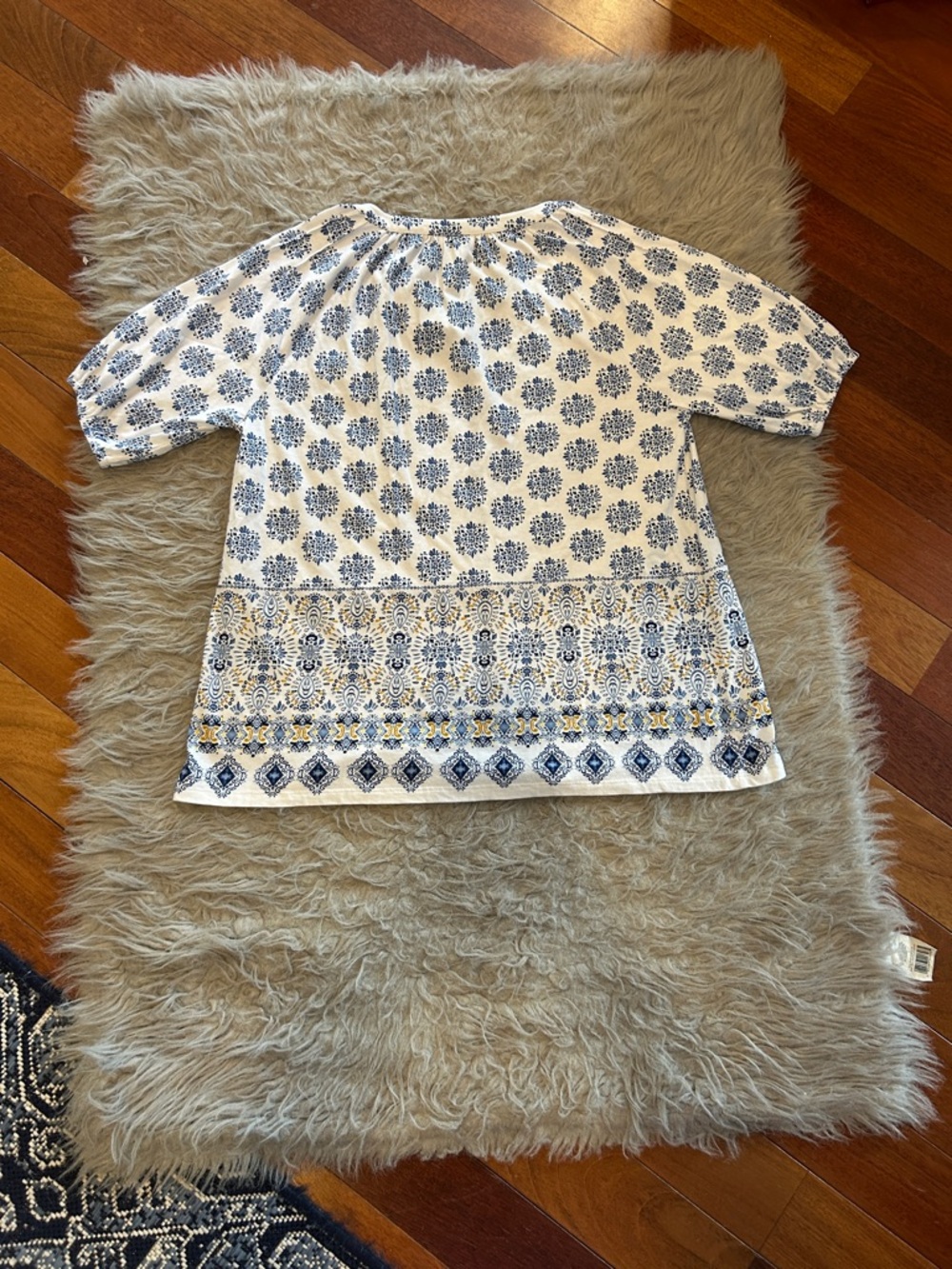 J Jill Women’s‎ Blue and White Printed Short Sleeve Tunic Top - Picture 4 of 4